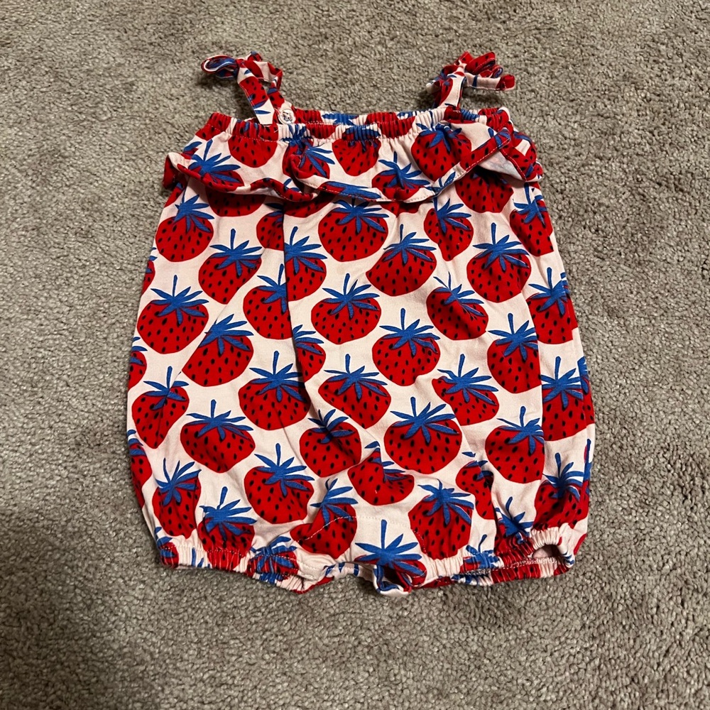 Strawberry Print Kids Romper